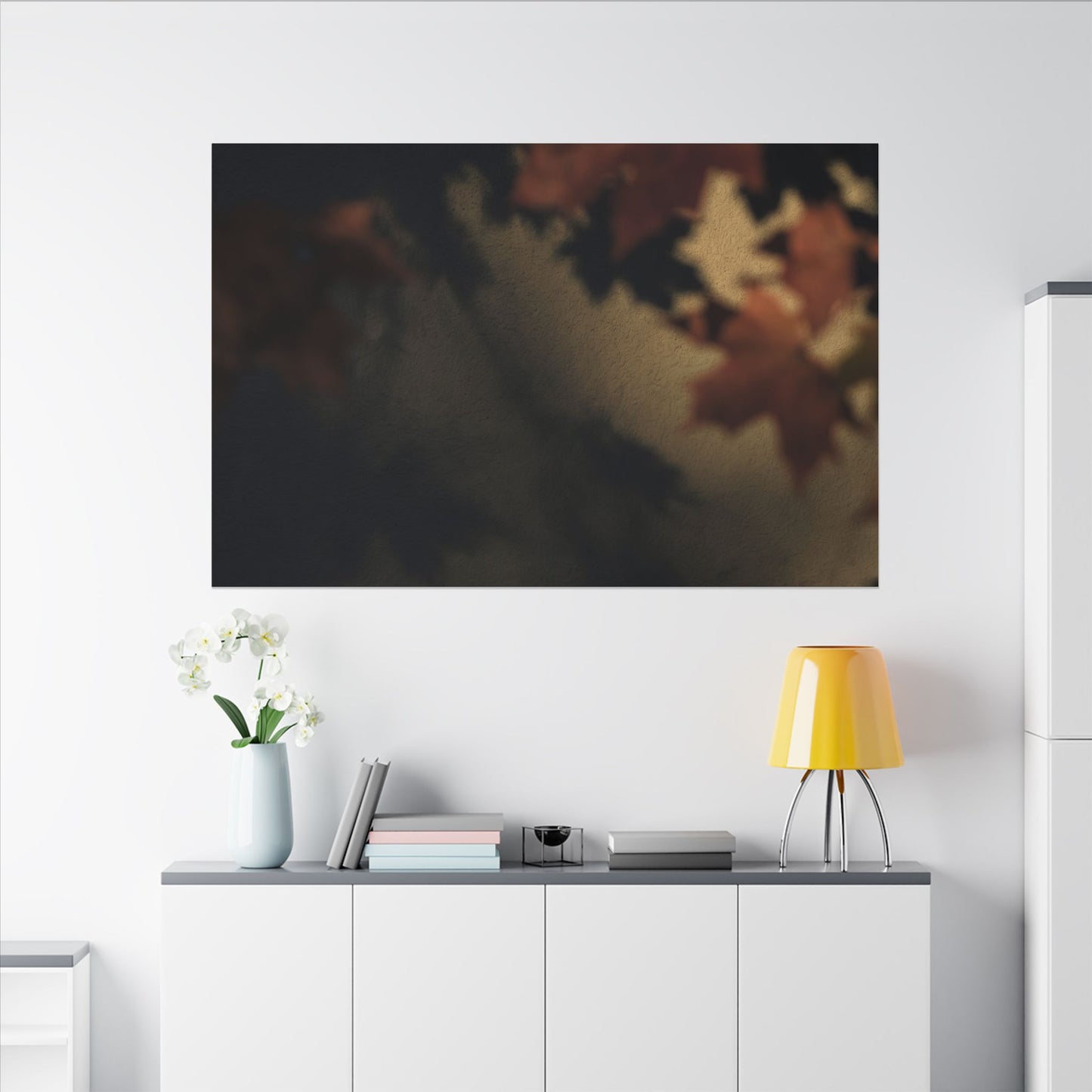 Shadow Play Canvas Art | Autumn Dark Japandi Moody Minimal Art