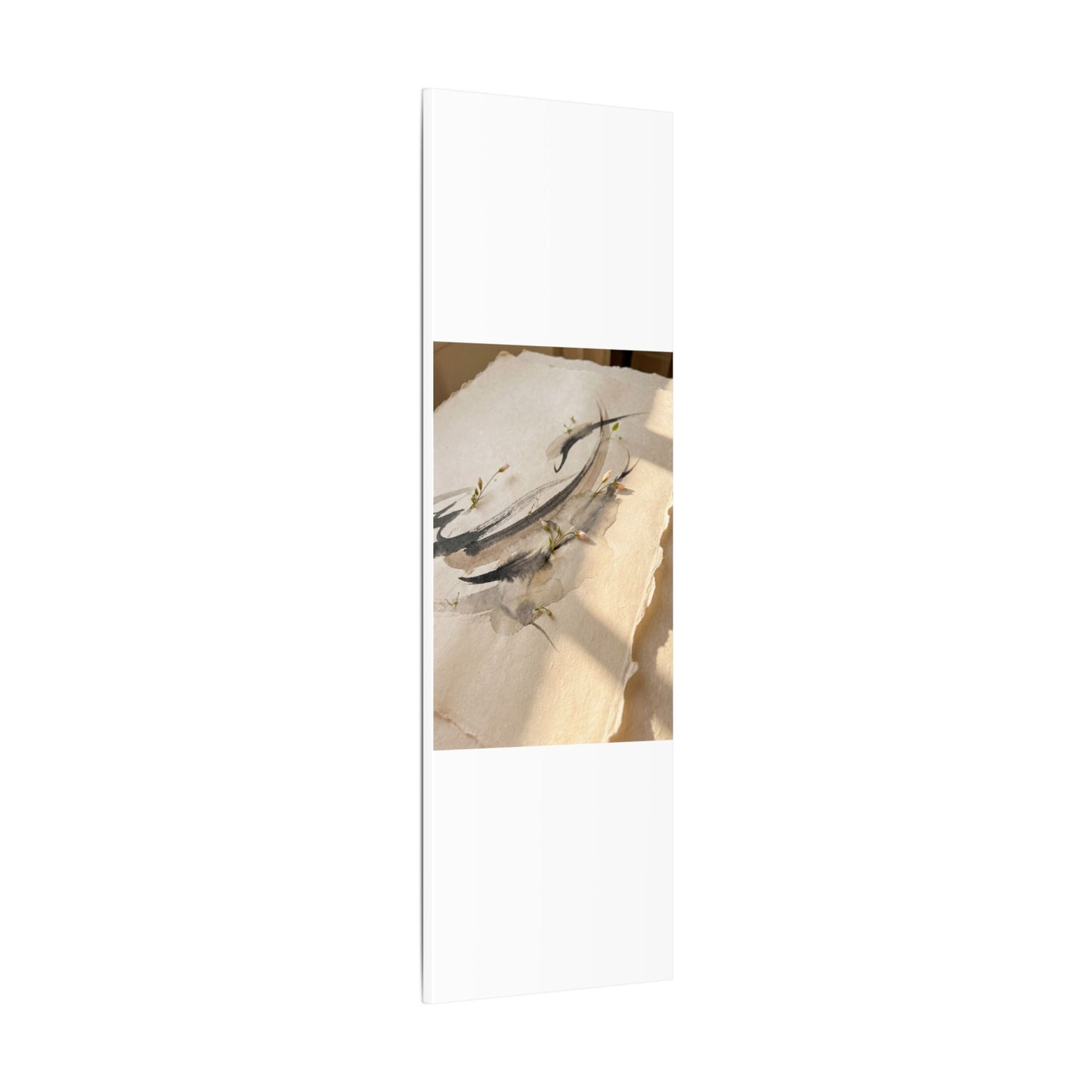 Ink Brushstroke Watercolor Canvas Art | Neutral Japandi Art