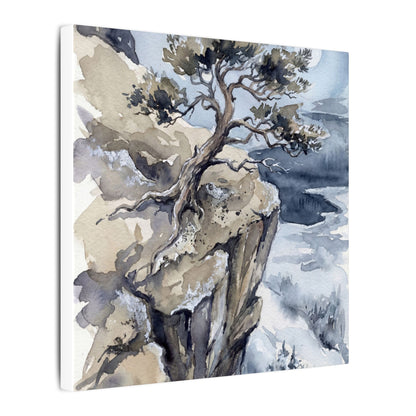 Pine Tree Canvas Art | Winter Japandi Watercolor Art