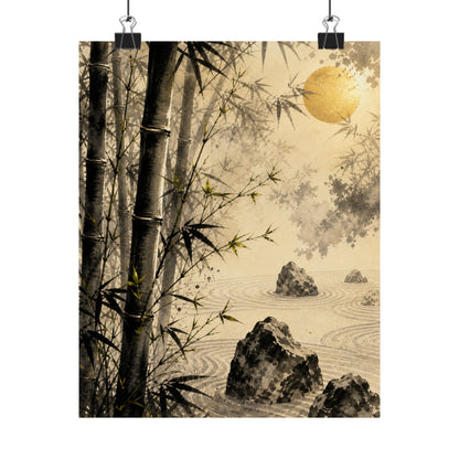 Contemplative Bamboo Grove Wall Art Print - Karesansui Zen