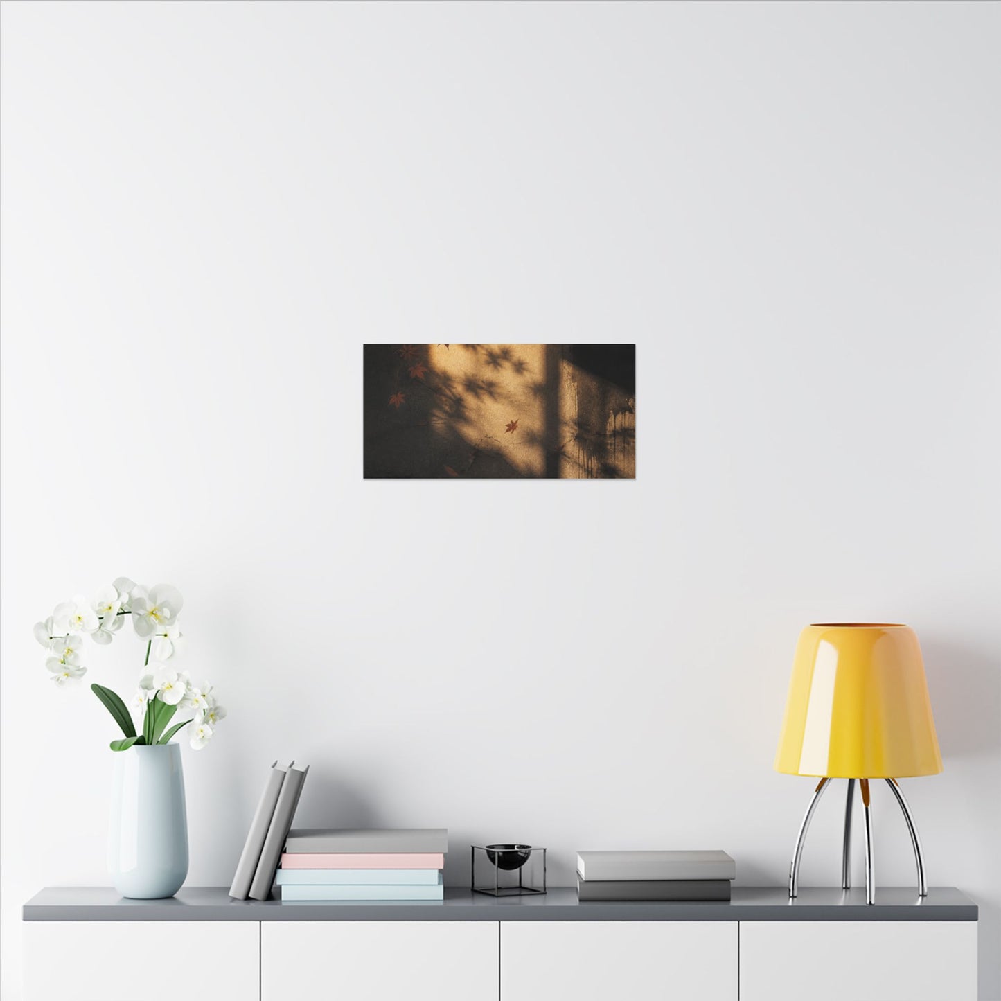 Shadow Play Canvas Art | Autumn Dark Japandi Charcoal Ink Art