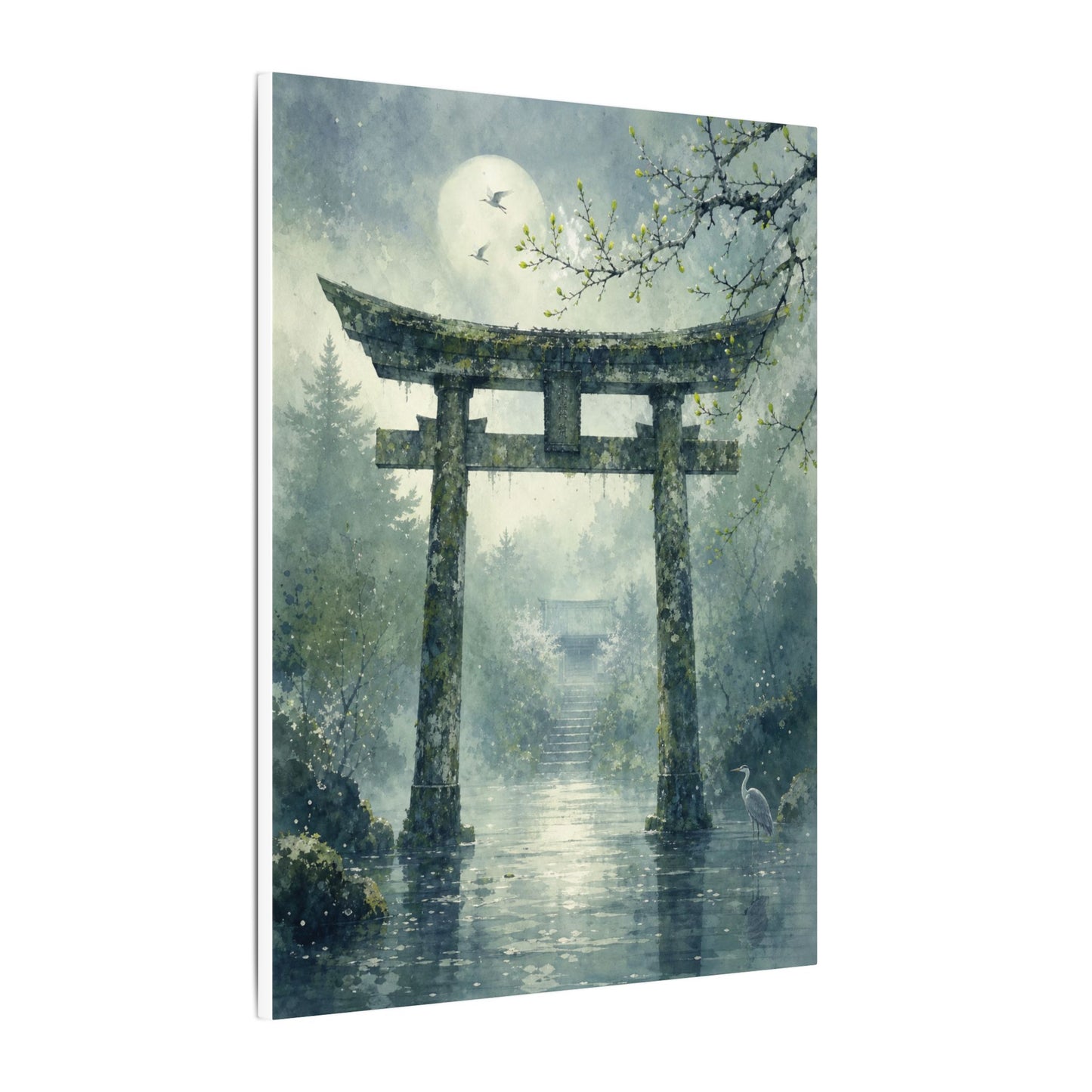 Earthy Torii Gate Canvas Art - Watercolor Japandi