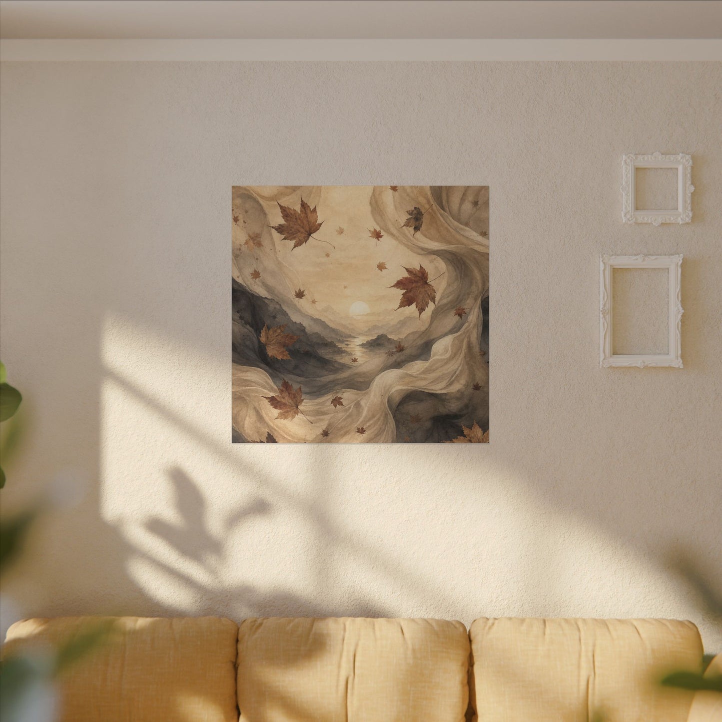 Autumn Silk Drape Watercolor Canvas Art | Earthy Decor