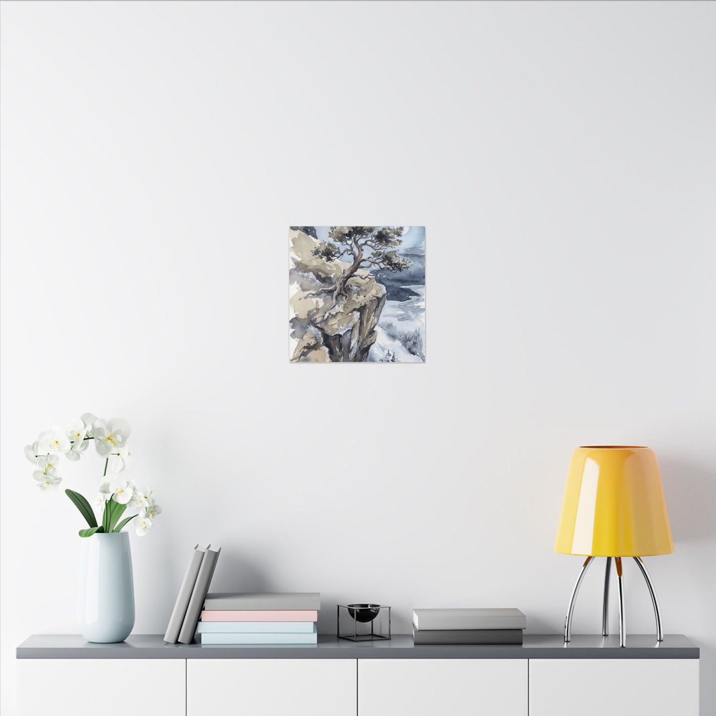Pine Tree Canvas Art | Winter Japandi Watercolor Art