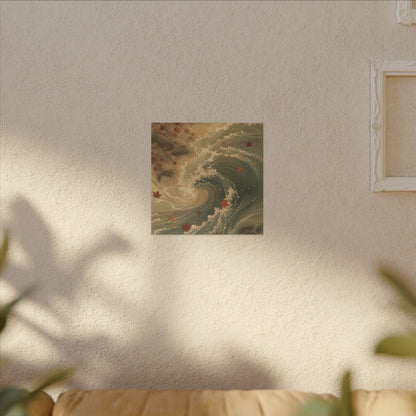 Japandi Ocean Wave in Candlelight | Japanese Pattern Canvas Art