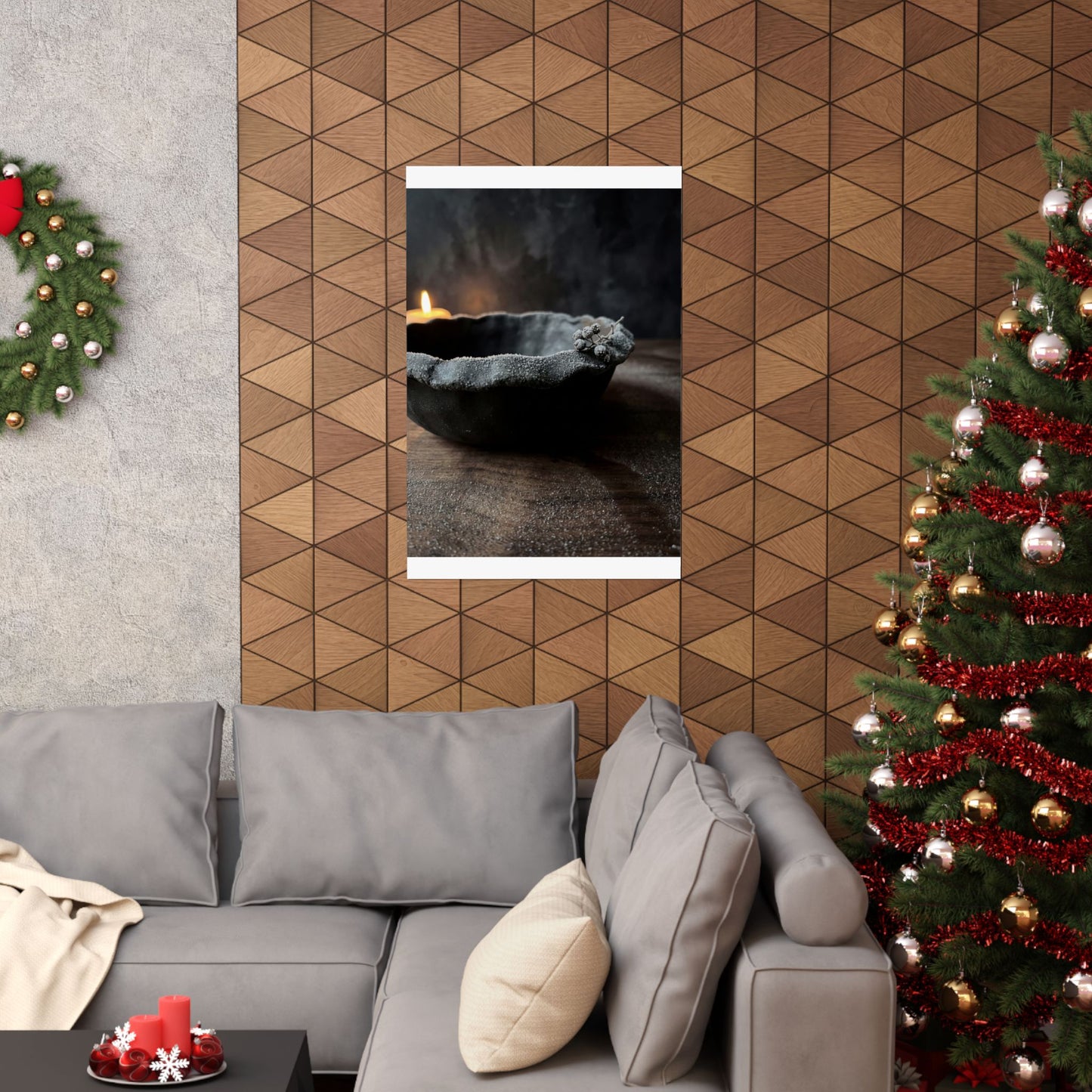Luxurious Ceramic Bowl Wall Art Print - Shadow Zen Dark Japandi