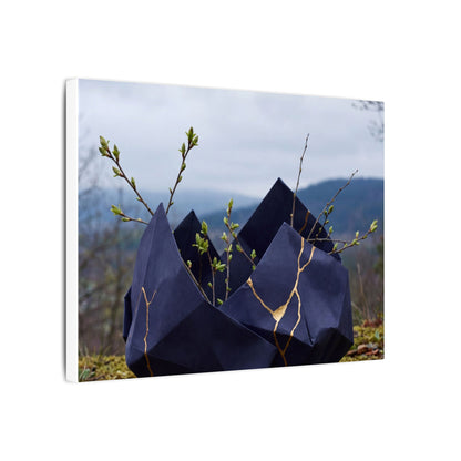 Paper Fold Canvas Art | Spring Kintsugi Gold Repair Art