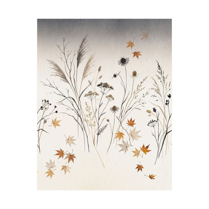 Dried Flowers Wall Art Print | Autumn Japandi Japanese Pattern Art