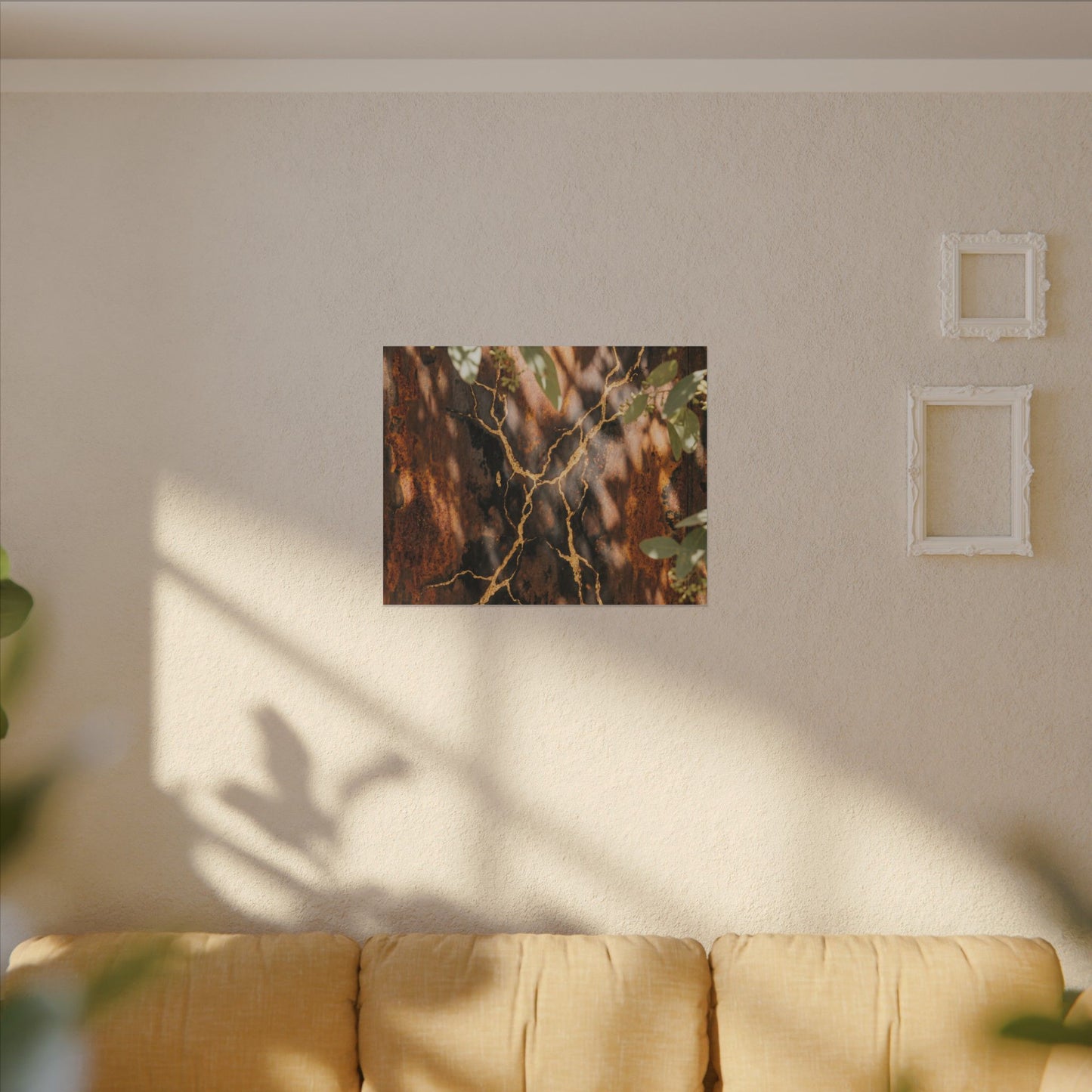 Kanso Rust Patina Canvas Art - Kintsugi Gold Vein