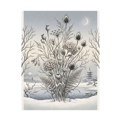 Zen Dried Flowers in Dawn | Ukiyo E Inspired Wall Art Print