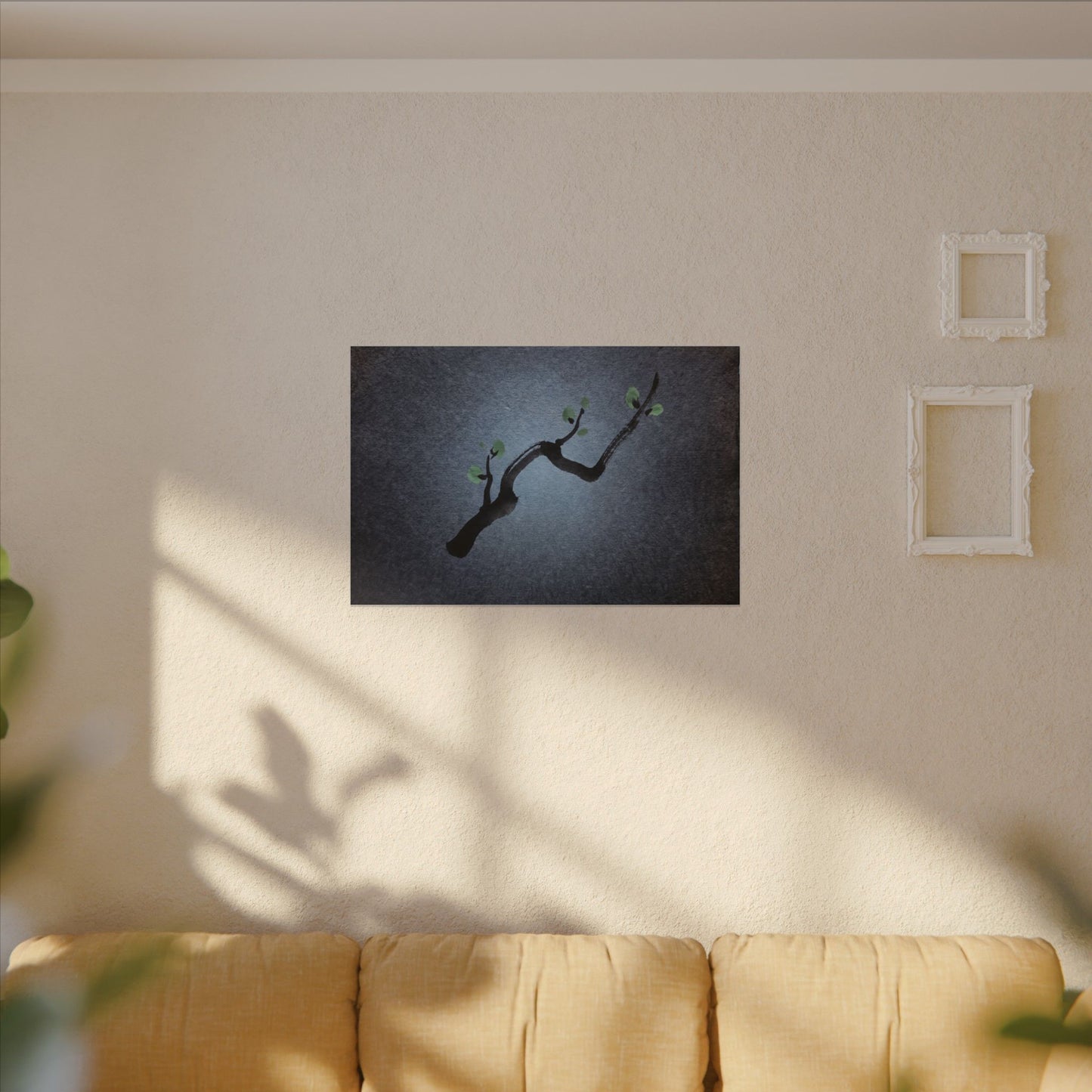Ink Brushstroke Canvas Art | Spring Dark Japandi Moody Minimal Art