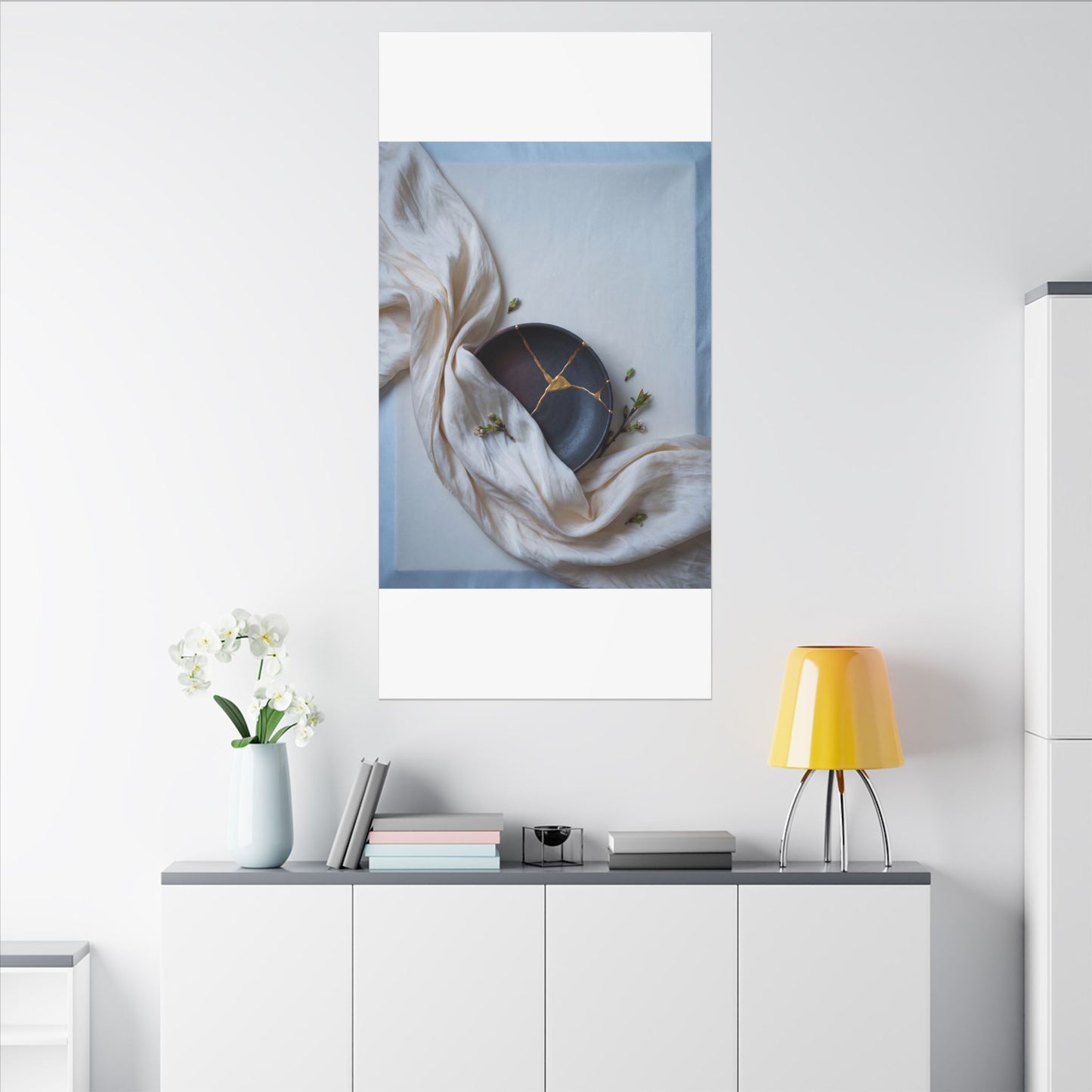 Ma Silk Drape Canvas Art - Kintsugi Gold Repair