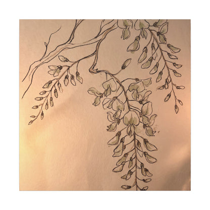 Japandi Wisteria in Candlelight | Minimal Line Canvas Art
