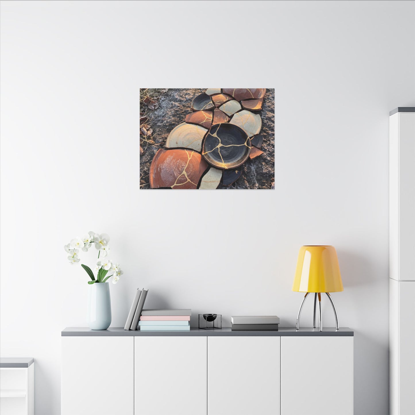 Winter Broken Pottery Gold Vein Canvas Art | Beautiful Decor