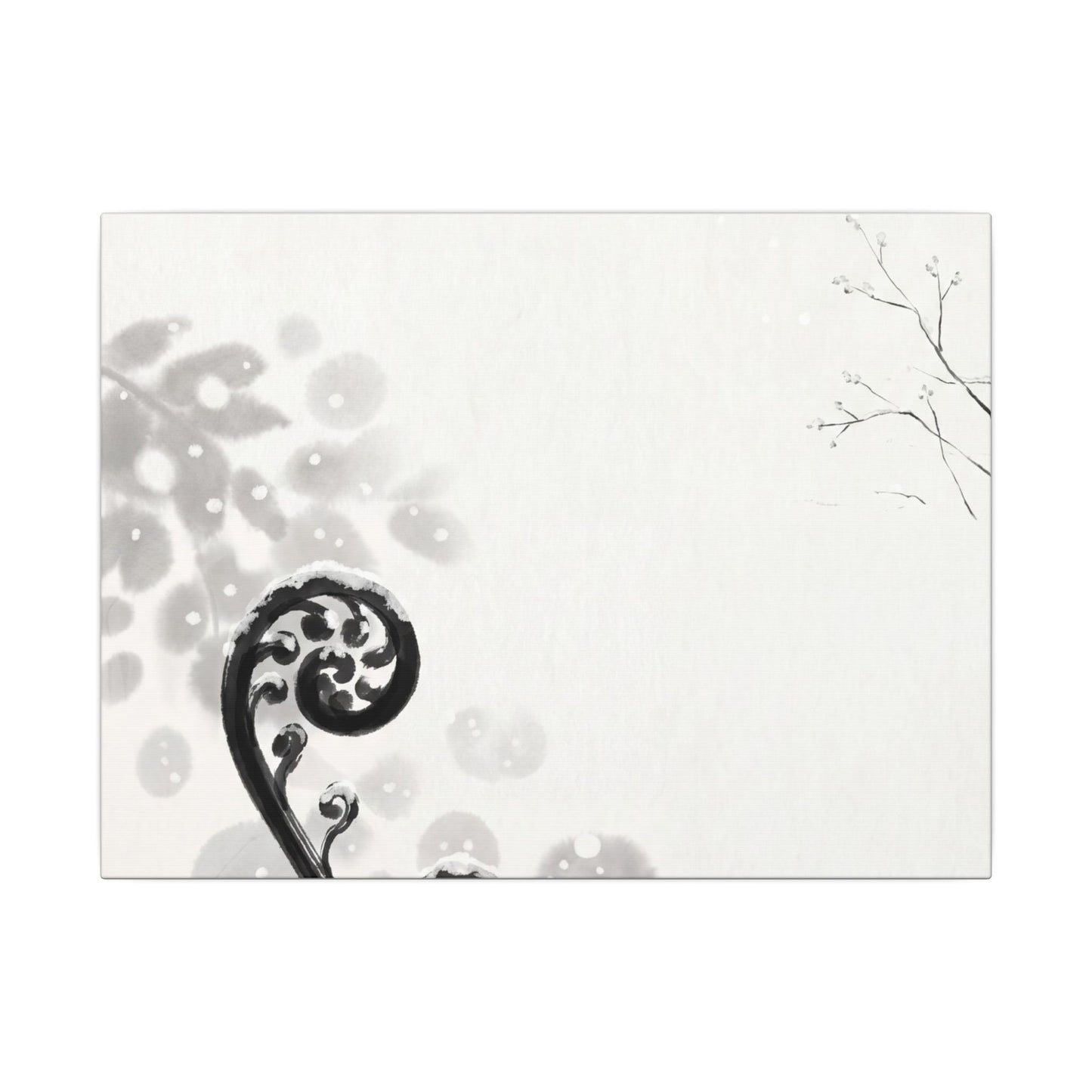Winter Fern Unfurling Ukiyo E Inspired Canvas Art | Peaceful Decor Art Print