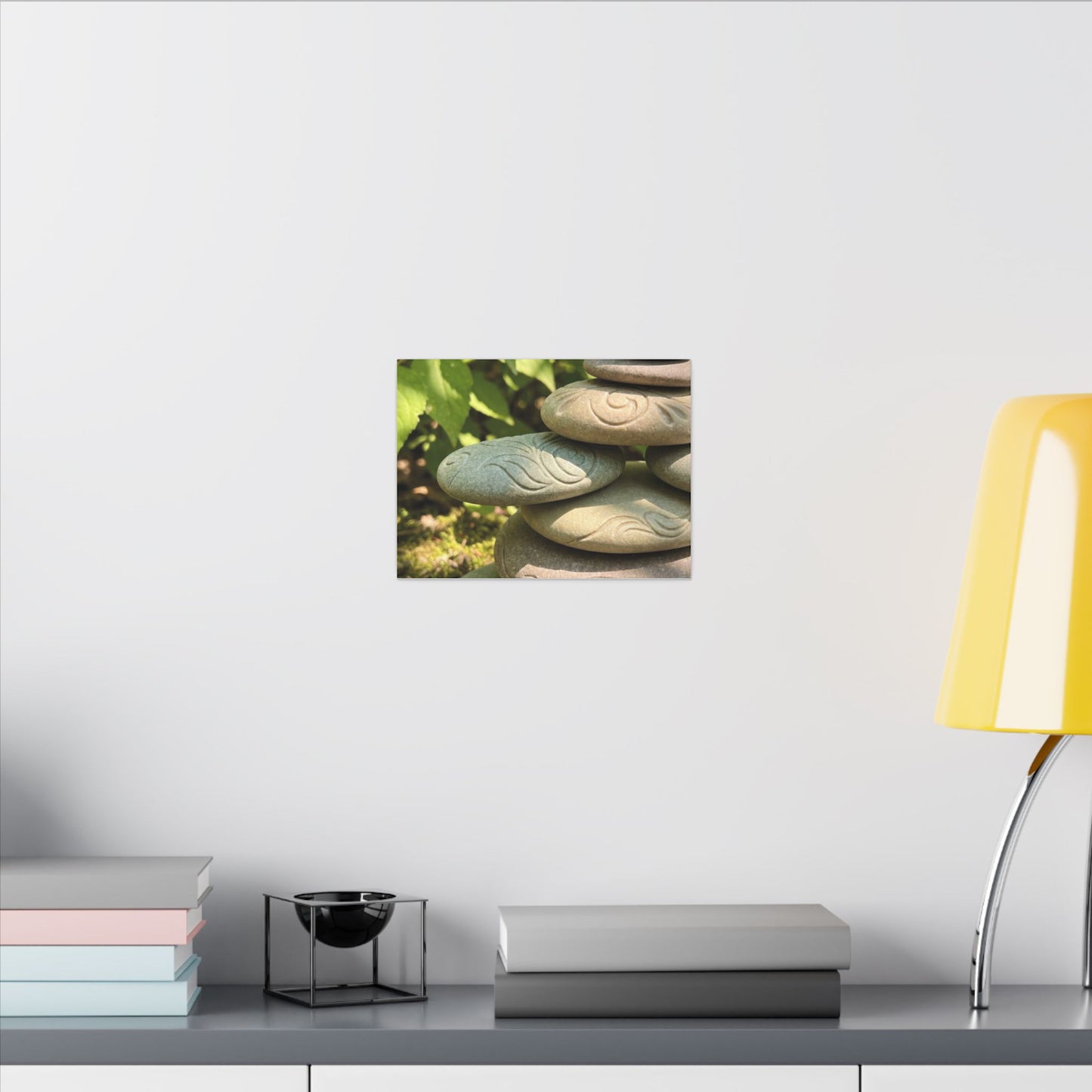 River Stones Summer Canvas Art | Japandi Earthy Design