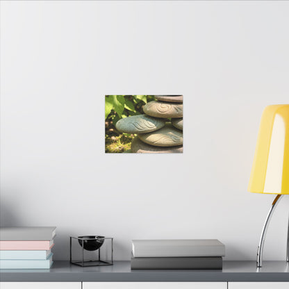 River Stones Summer Canvas Art | Japandi Earthy Design