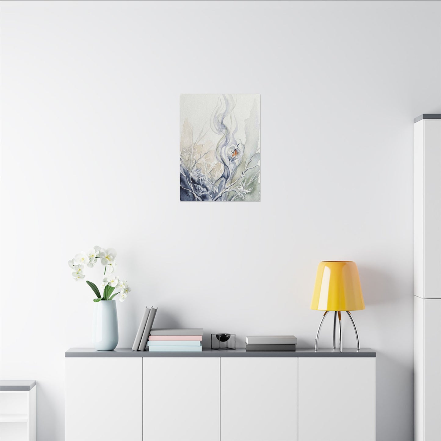 Earthy Incense Smoke Canvas Art - Watercolor Japandi