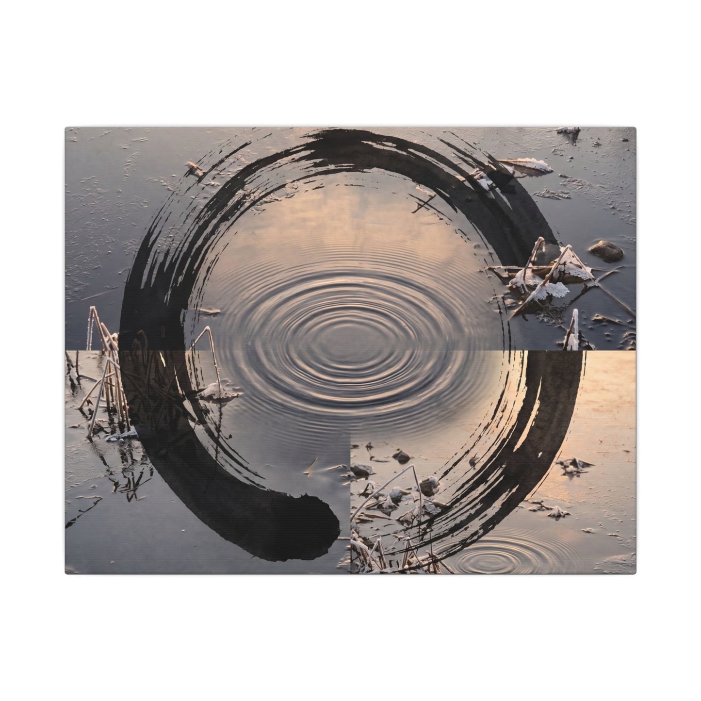 Winter Water Ripple Enso Canvas Art | Tranquil Decor