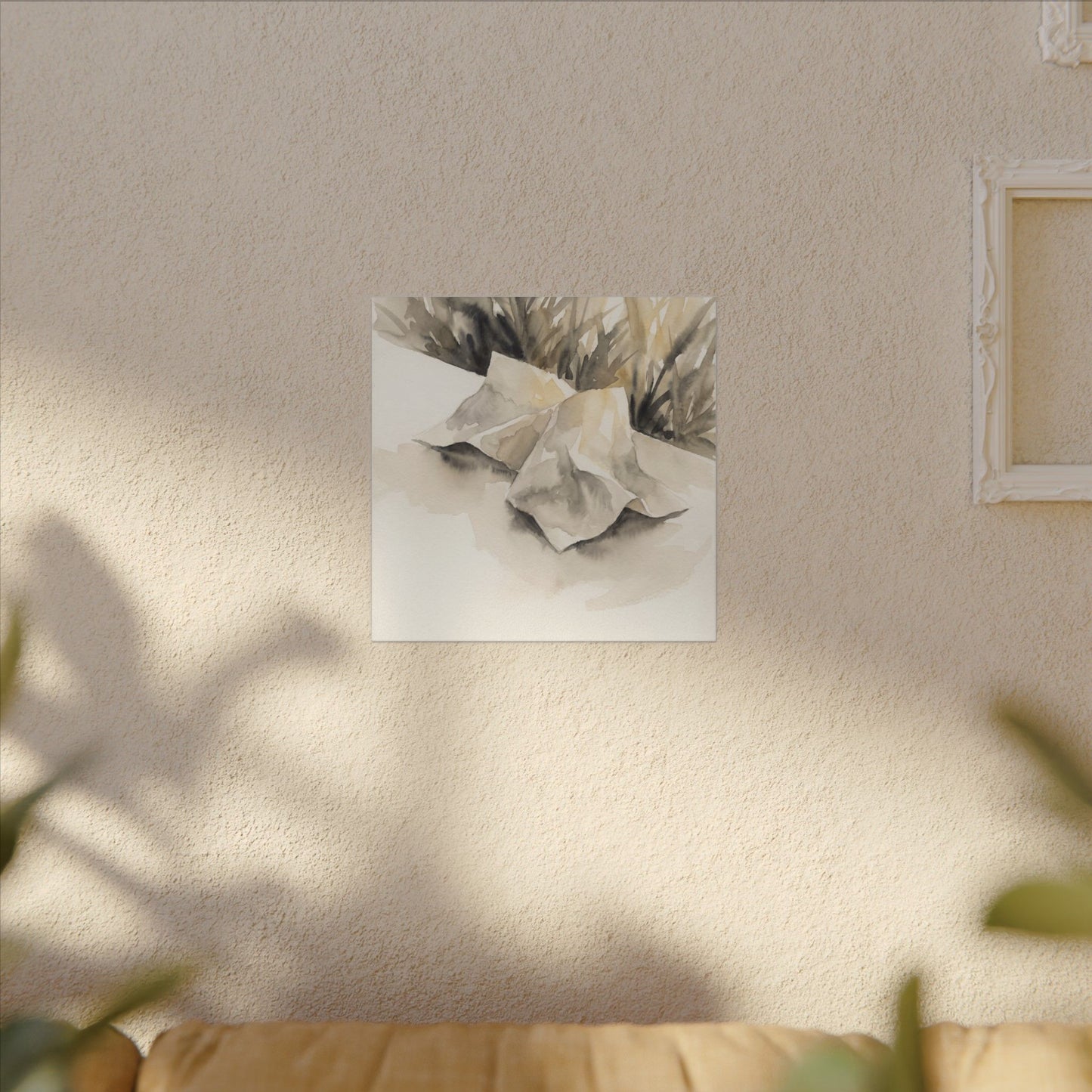 Paper Fold Watercolor Canvas Art | Warm Japandi Art