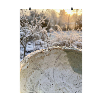 Winter Ceramic Bowl Minimal Line Wall Art Print | Cozy Decor