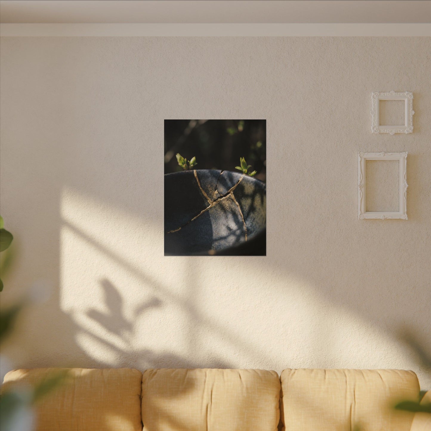 Seijaku Broken Pottery Canvas Art - Dark Japandi Shadow Zen