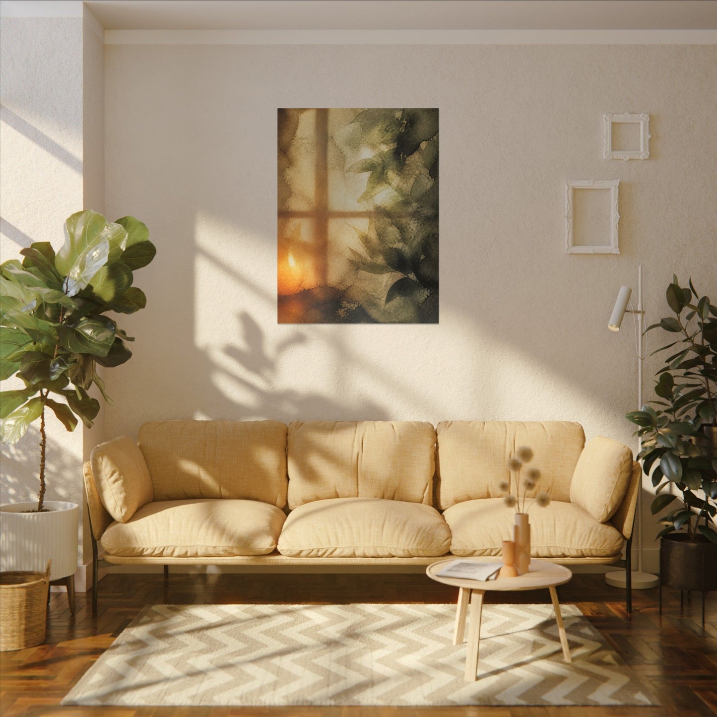 Cozy Shoji Screen Canvas Art - Watercolor Japandi