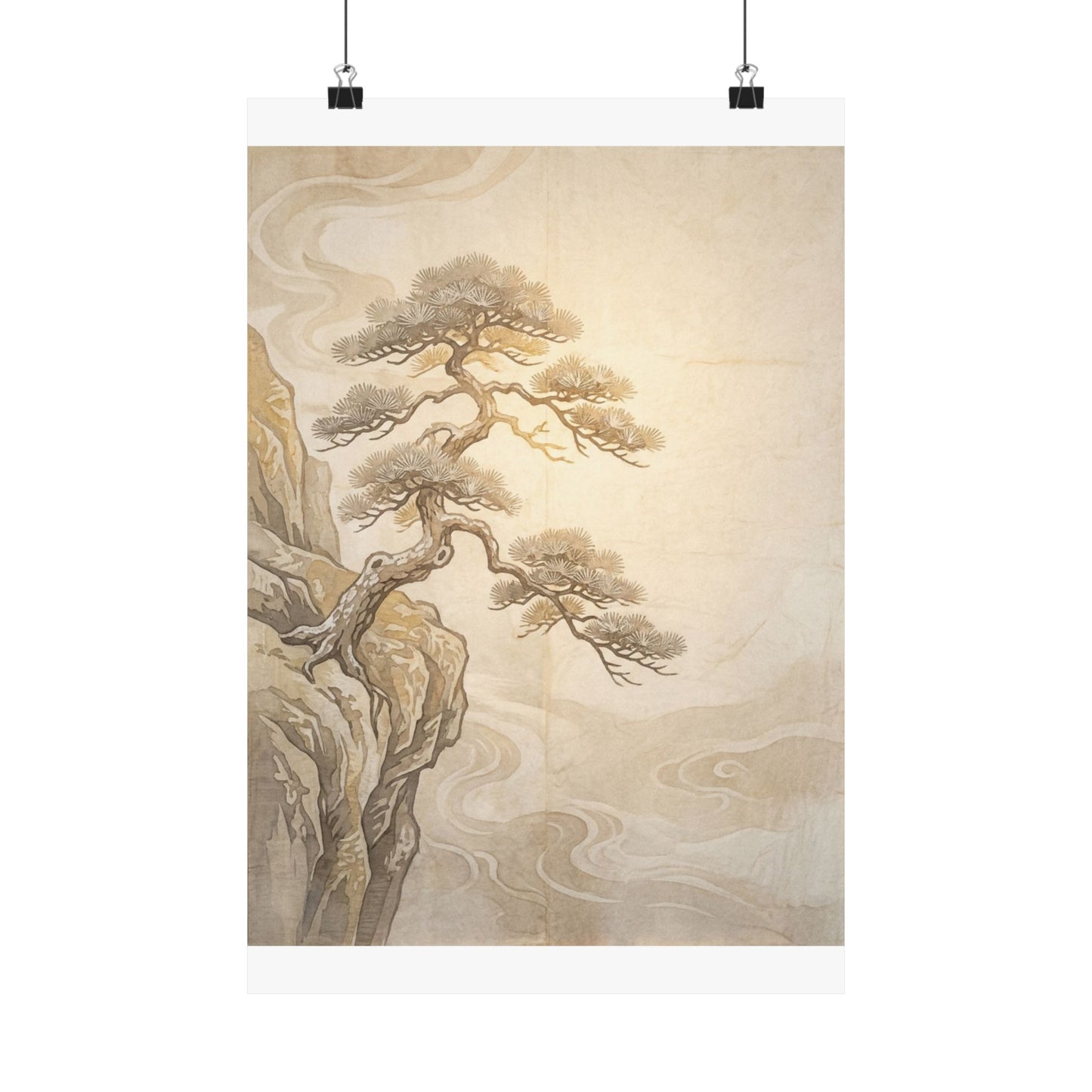 Golden Hour Pine Tree Wall Art Print - Japandi Shibui