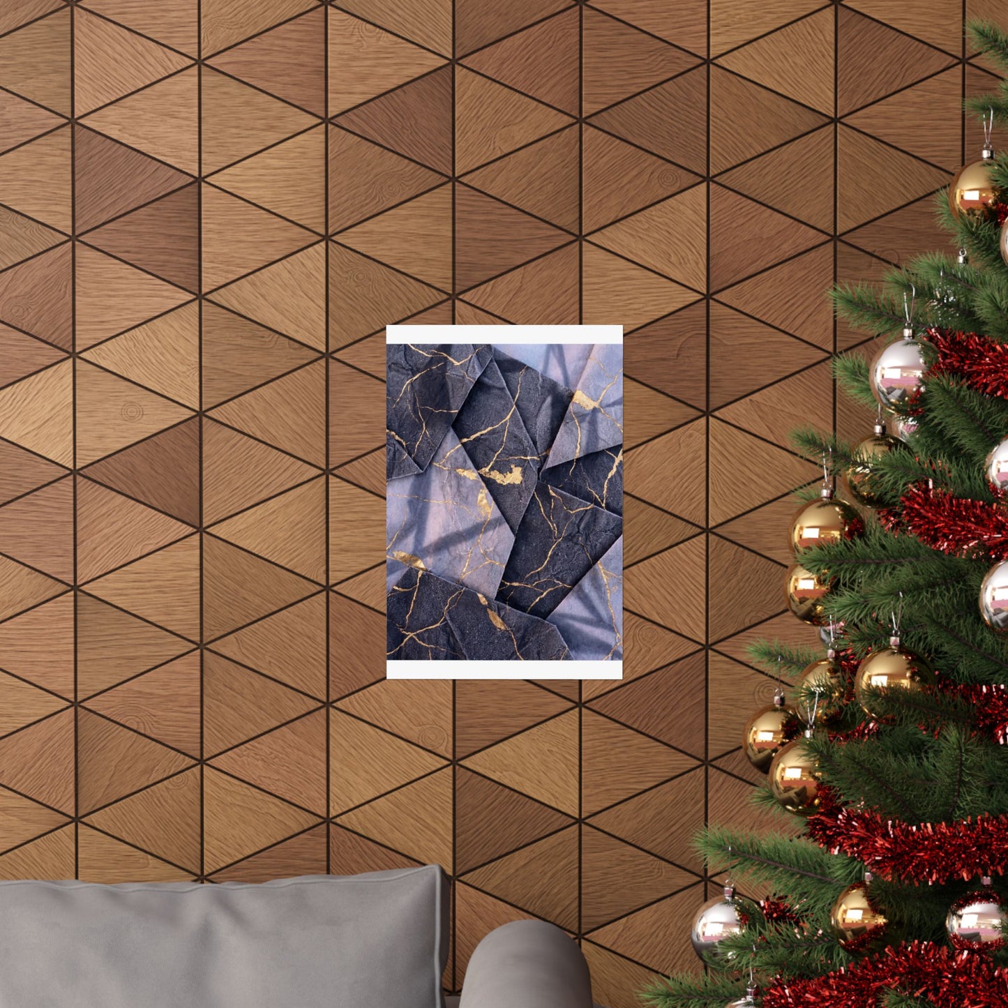 Artful Paper Fold Wall Art Print - Gold Vein Kintsugi