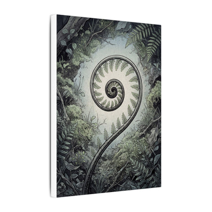 Zen Fern Unfurling in Dawn | Ukiyo E Inspired Canvas Art