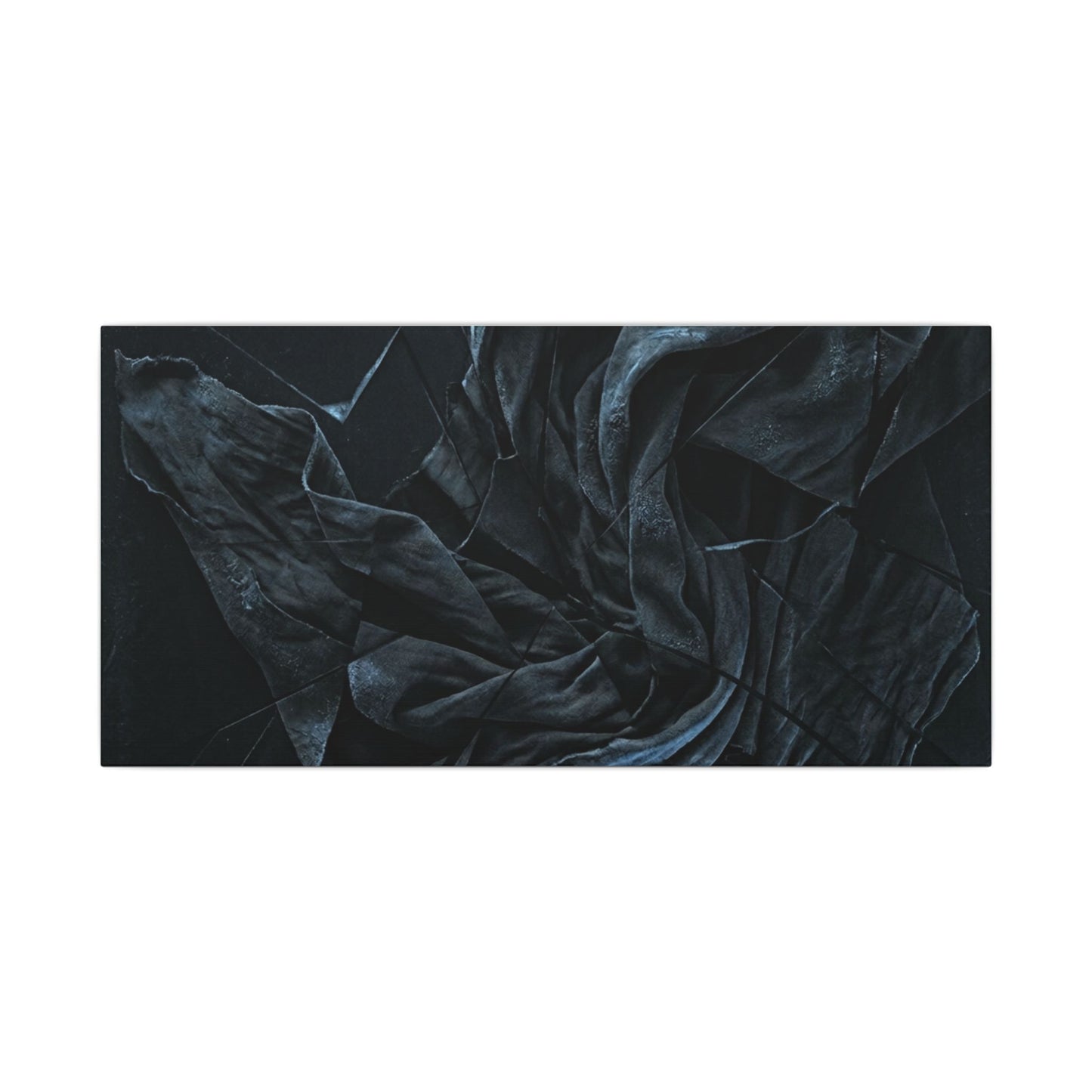 Dark Japandi Silk Drape in Moonlight | Moody Minimal Canvas Art