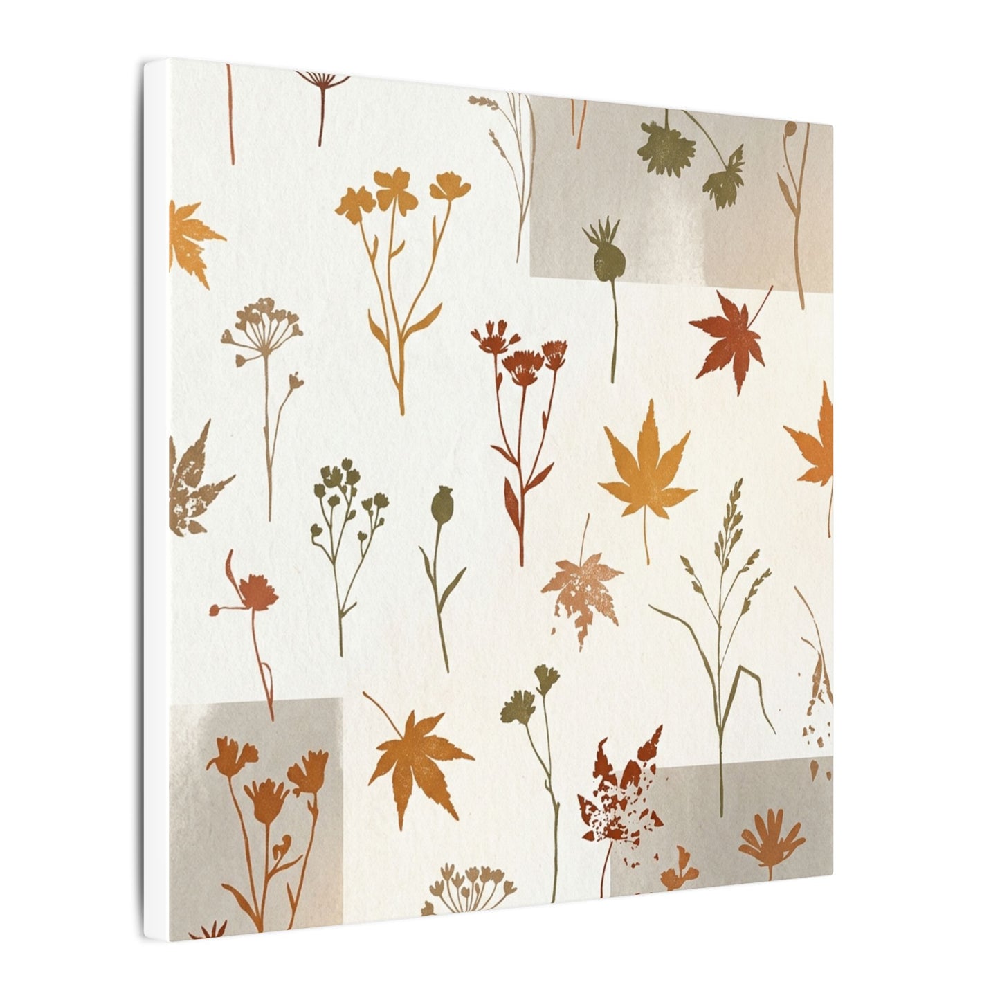 Autumn Dried Flowers Japanese Pattern Canvas Art | Elegant Decor