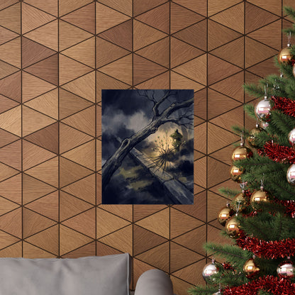Golden Hour Moonlit Garden Wall Art Print - Dark Japandi Datsuzoku