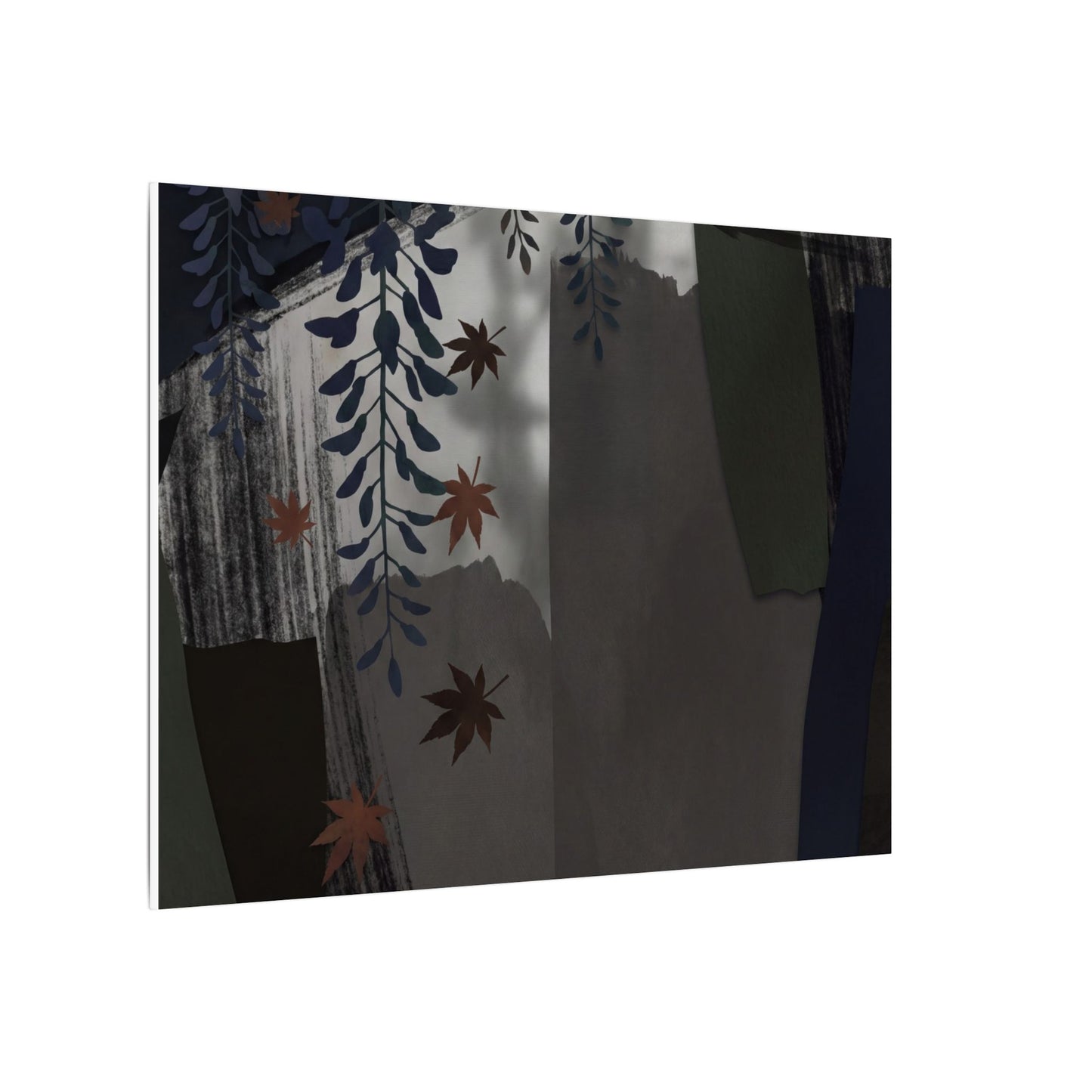 Wisteria Autumn Canvas Art | Dark Japandi Moody Design