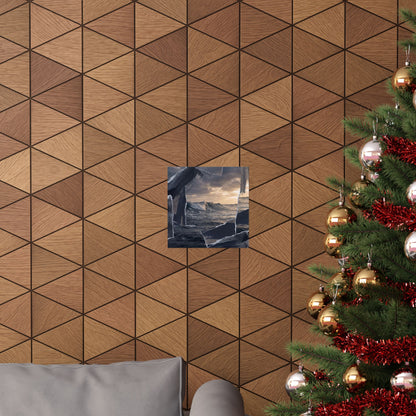 Dark Japandi Ocean Wave in Golden Hour | Shadow Zen Wall Art Print