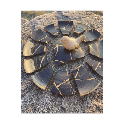 Golden Hour Broken Pottery Canvas Art - Kintsugi Datsuzoku