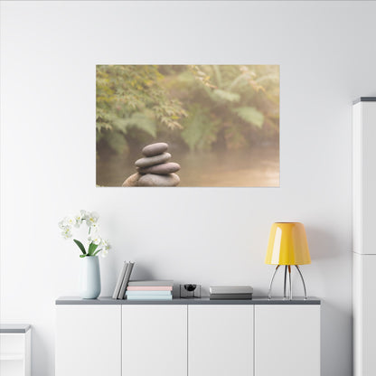 Cozy River Stones Canvas Art - Japanese Pattern Japandi