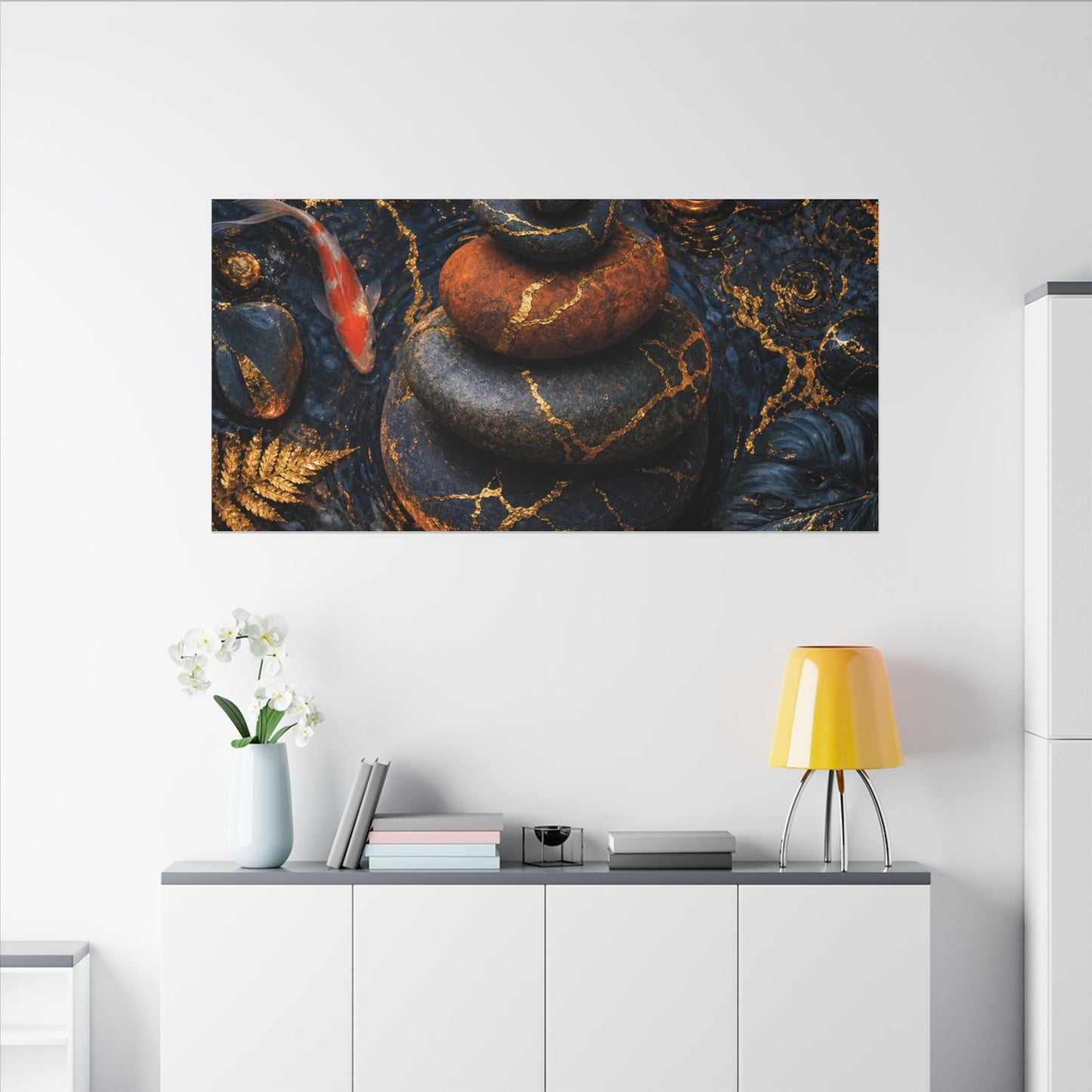 Summer River Stones Gold Vein Canvas Art | Resilient Decor