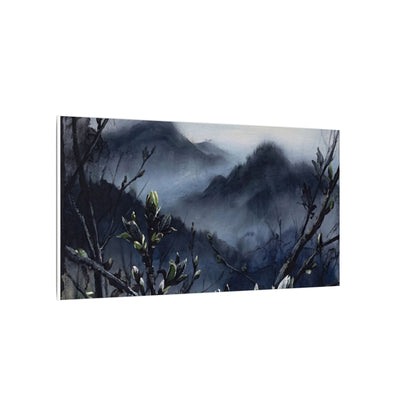 Mountain Mist Spring Canvas Art | Dark Japandi Atmospheric Design