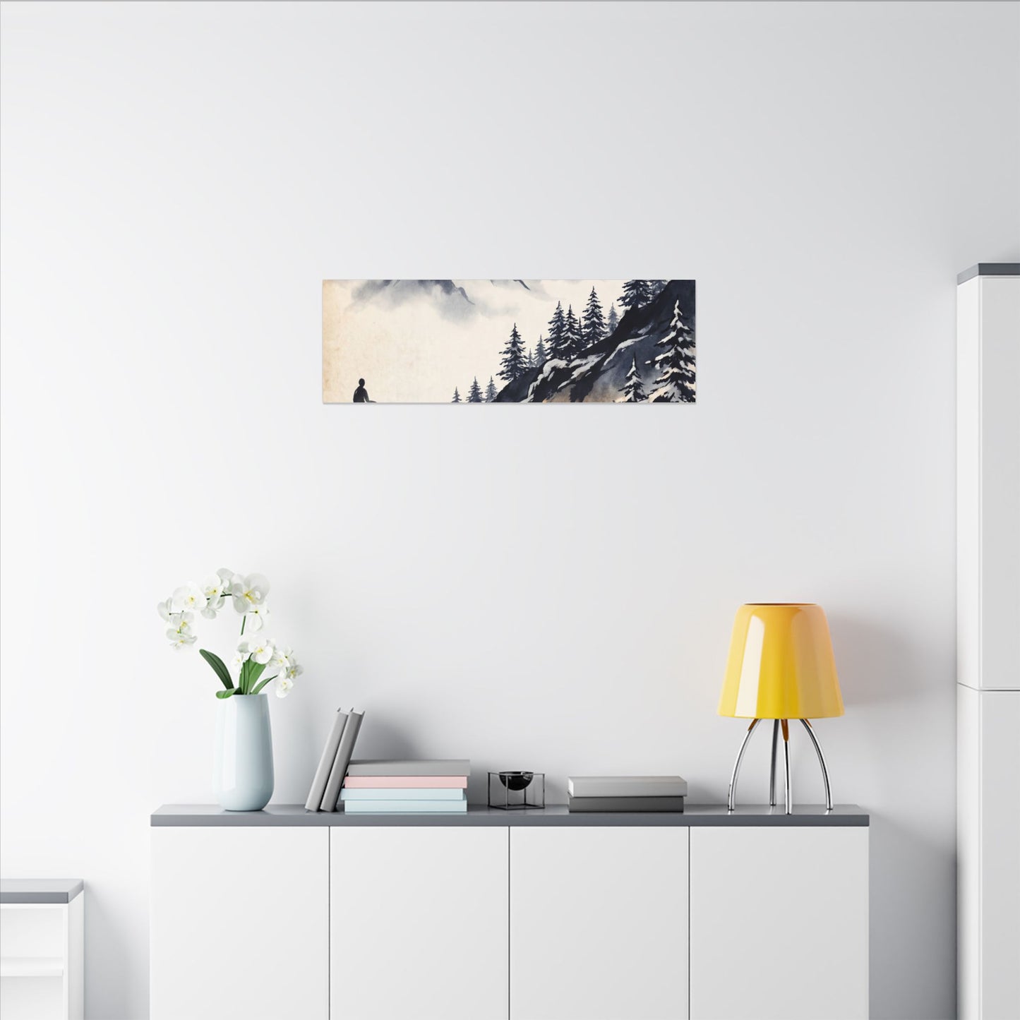 Mountain Mist Canvas Art | Winter Zen Ukiyo E Inspired Art