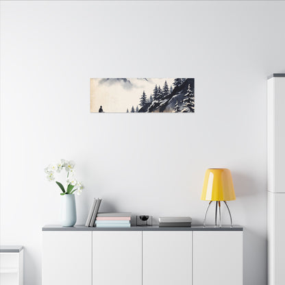 Mountain Mist Canvas Art | Winter Zen Ukiyo E Inspired Art