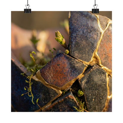 Broken Pottery Spring Wall Art Print | Kintsugi Healing Design