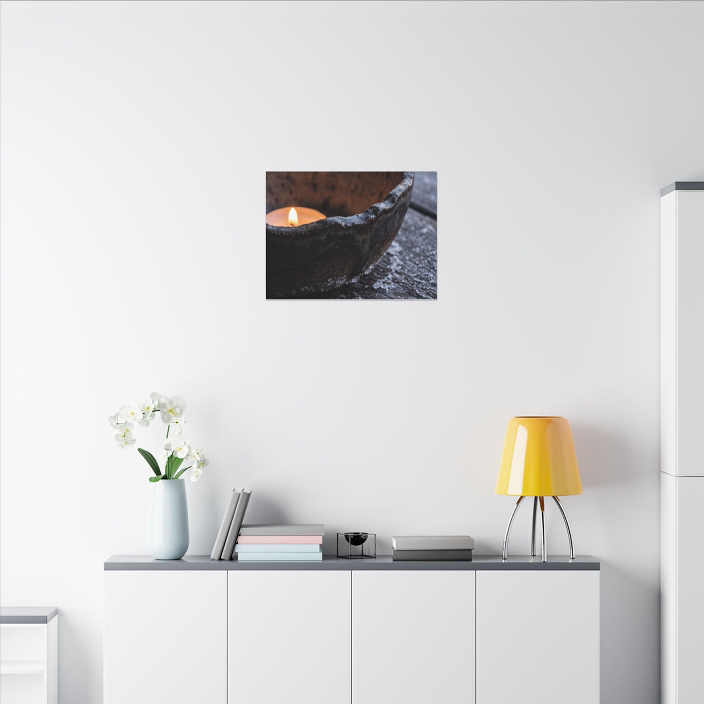Atmospheric Ceramic Bowl Canvas Art - Moody Minimal Dark Japandi