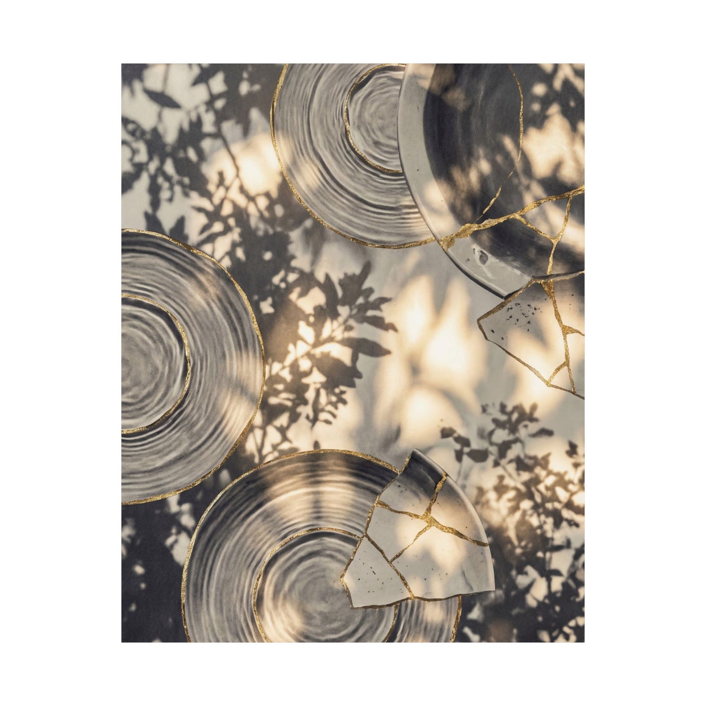 Water Ripple Wall Art Print | Summer Kintsugi Gold Vein Art