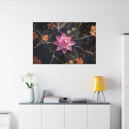 Ma Lotus Flower Canvas Art - Kintsugi Gold Vein
