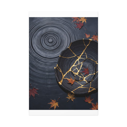 Philosophical Water Ripple Canvas Art - Gold Repair Kintsugi