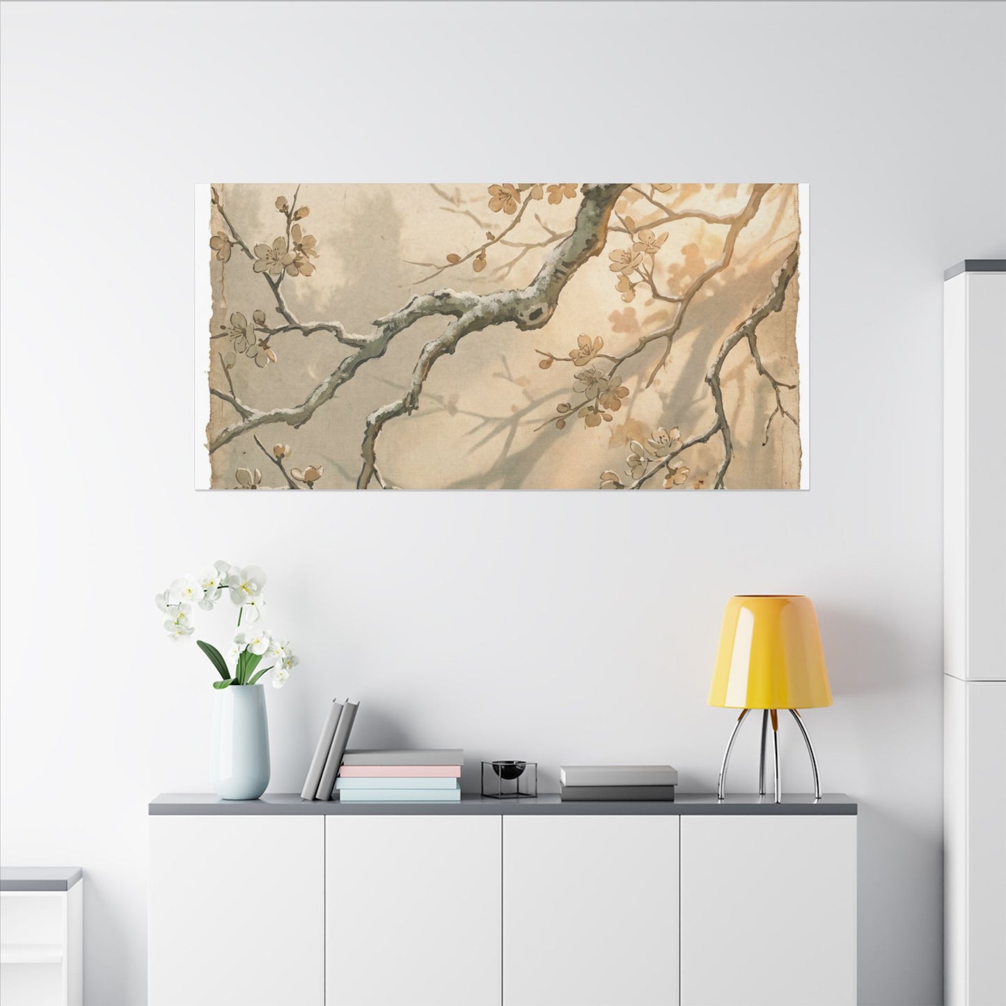 Cherry Blossom Canvas Art | Winter Japandi Japanese Pattern Art