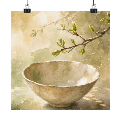 Neutral Ceramic Bowl Wall Art Print - Watercolor Japandi