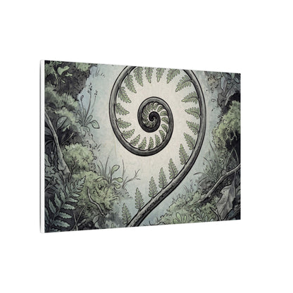 Zen Fern Unfurling in Dawn | Ukiyo E Inspired Canvas Art