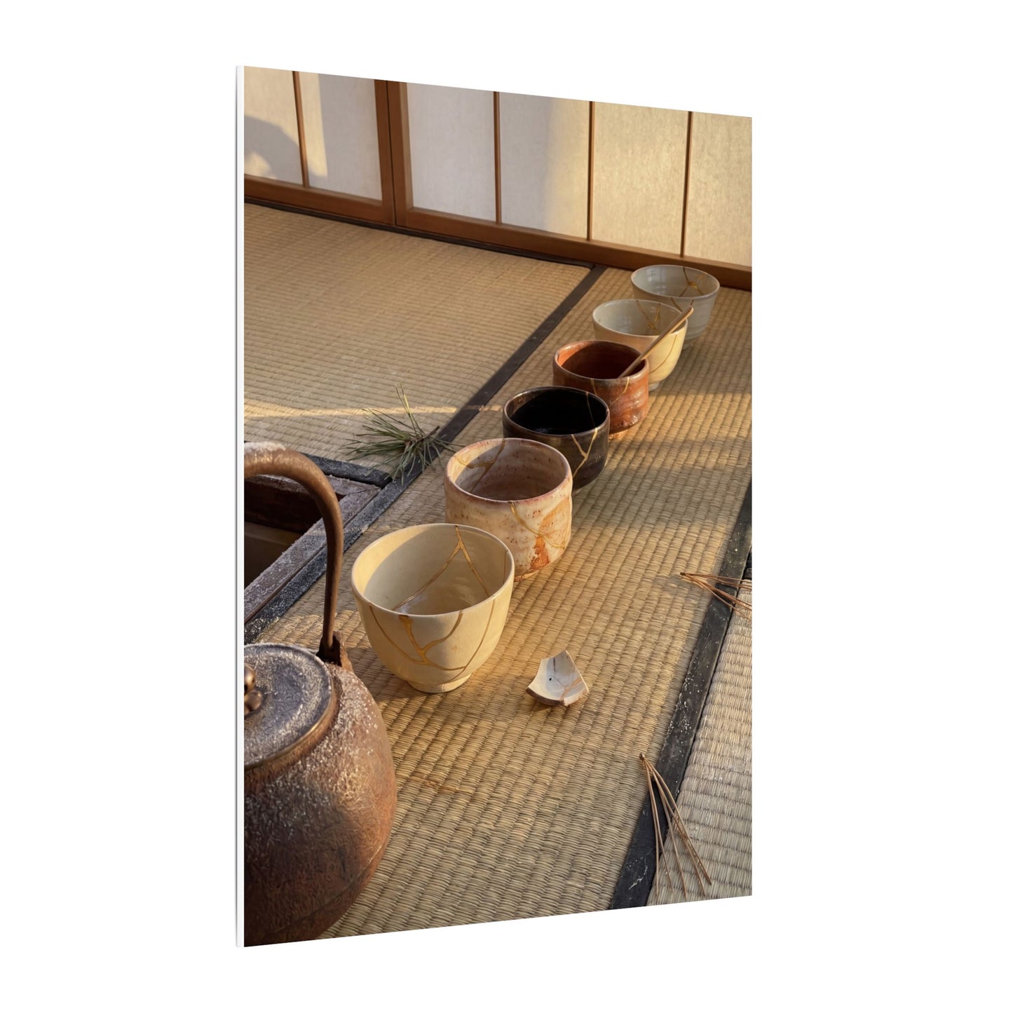 Kintsugi Tea Ceremony in Golden Hour | Gold Repair Canvas Art
